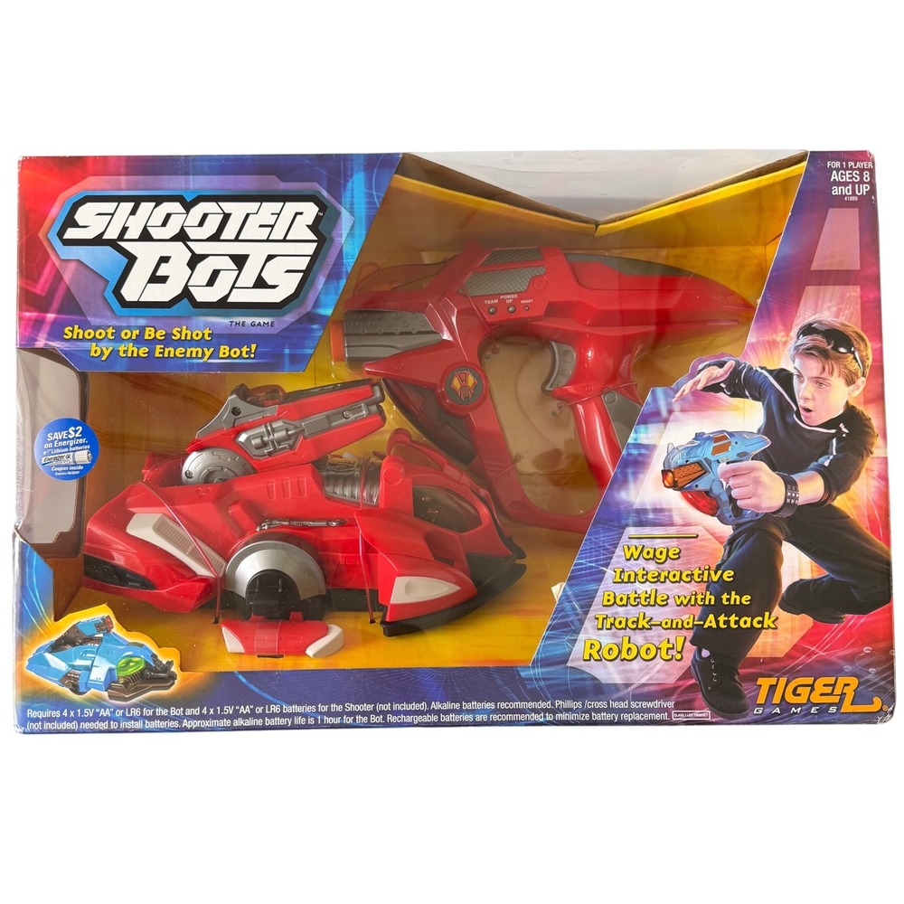 Tiger Games Shooter Bots Red Track-and-Attack Robot Electronic Game 2005 Hasbro